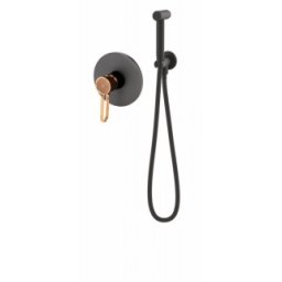 Set dus igienic incastrat Fdesign Zaffiro, negru-roz auriu