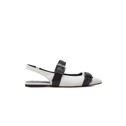 KARL LAGERFELD Flats Double Strap Pump KL40186 010-white lthr w/black