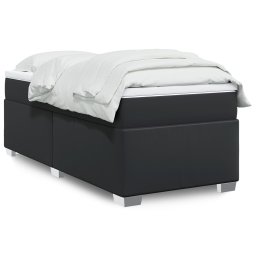 Pat continental cu saltea, negru, 80x200 cm, piele ecologica GartenMobel Dekor