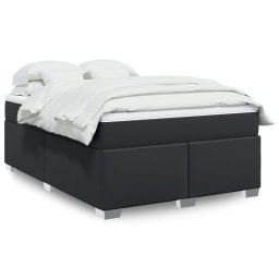 Pat box spring cu saltea, negru, 140x190 cm, piele ecologica GartenMobel Dekor