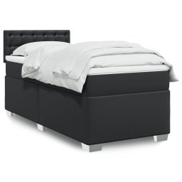 Pat box spring cu saltea, negru, 90x190 cm, piele ecologica GartenMobel Dekor