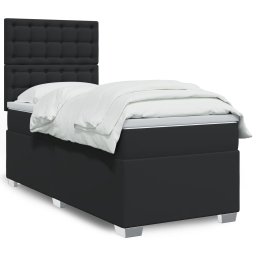 Pat box spring cu saltea, negru, 90x190 cm, piele ecologica GartenMobel Dekor