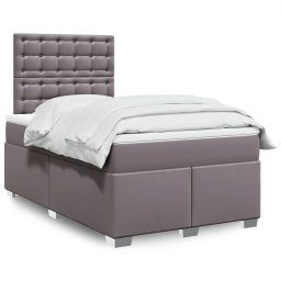 Pat box spring cu saltea, gri, 120x190 cm, piele ecologica GartenMobel Dekor