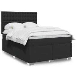 Pat box spring cu saltea, negru, 140x190 cm, piele ecologica GartenMobel Dekor