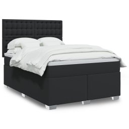 Pat box spring cu saltea, negru, 140x200 cm, piele ecologica GartenMobel Dekor