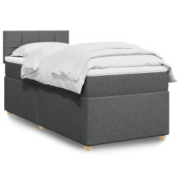 Pat box spring cu saltea, gri închis, 90x200 cm, textil GartenMobel Dekor