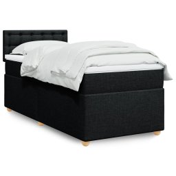 Pat box spring cu saltea, negru, 100x200 cm, textil GartenMobel Dekor