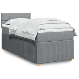 Pat box spring cu saltea, gri deschis, 90x190 cm, textil GartenMobel Dekor