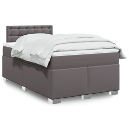 Pat box spring cu saltea, gri, 120x190 cm, piele ecologica GartenMobel Dekor