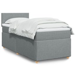 Pat box spring cu saltea, gri deschis, 90x200 cm, textil GartenMobel Dekor