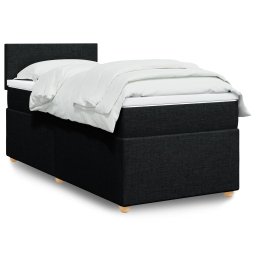 Pat box spring cu saltea, negru, 90x200 cm, textil GartenMobel Dekor