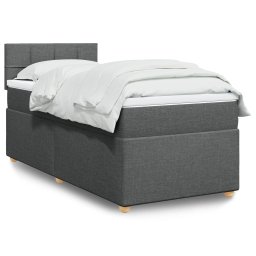Pat box spring cu saltea, gri închis, 90x200 cm, textil GartenMobel Dekor