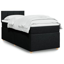 Pat box spring cu saltea, negru, 90x200 cm, textil GartenMobel Dekor
