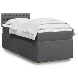 Pat box spring cu saltea, gri închis, 100x200 cm, textil GartenMobel Dekor