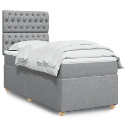 Pat box spring cu saltea, gri deschis, 90x200 cm, textil GartenMobel Dekor