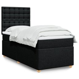Pat box spring cu saltea, negru, 90x200 cm, textil GartenMobel Dekor