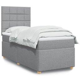 Pat box spring cu saltea, gri deschis, 100x200 cm, textil GartenMobel Dekor