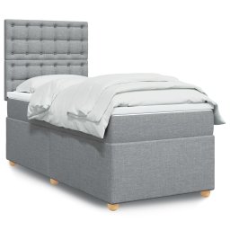 Pat box spring cu saltea, gri deschis, 100x200 cm, textil GartenMobel Dekor