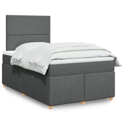 Pat box spring cu saltea, gri închis, 120x190 cm, textil GartenMobel Dekor