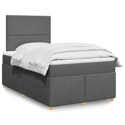 Pat box spring cu saltea, gri închis, 120x200 cm, textil GartenMobel Dekor