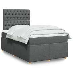 Pat box spring cu saltea, gri închis, 120x200 cm, textil GartenMobel Dekor