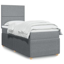 Pat box spring cu saltea, gri deschis, 90x190 cm, textil GartenMobel Dekor