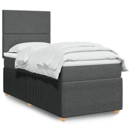 Pat box spring cu saltea, gri închis, 90x190 cm, textil GartenMobel Dekor