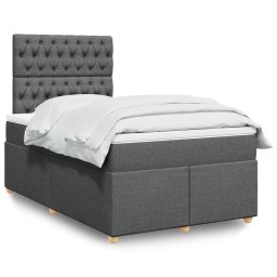 Pat box spring cu saltea, gri închis, 120x200 cm, textil GartenMobel Dekor