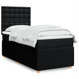 Pat box spring cu saltea, negru, 90x190 cm, textil GartenMobel Dekor