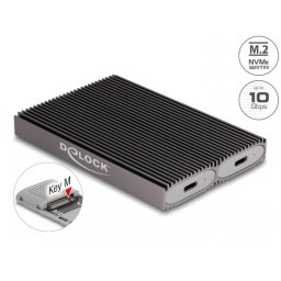 Rack extern Dual Combo USB type C la 2 x M.2 NVMe PCIe/SATA SSD - tool free, Delock 42028