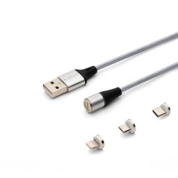 Savio CL-152 USB cable 1 m USB 2.0 USB C Micro USB A/Lightning Silver