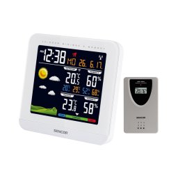 Sencor Meteostanice cu LCD color și alarmă, 3xAAA + 2xAAA, albă