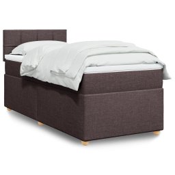 Pat box spring cu saltea, maro închis, 100x200 cm, textil GartenMobel Dekor