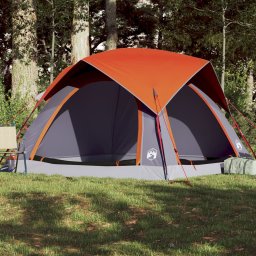 Cabina cort de camping 4 persoane gri si portocaliu impermeabil GartenMobel Dekor