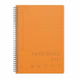 Caiet A4 cu spira, cu 3 subiecte, 90 file, 80 g/mp, coperta PP