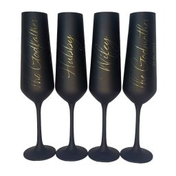 Set 4 pahare Miri si Nasi, personalizate prin gravura, din cristal Bohemia, negru&auriu - KLTM407004