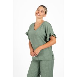 Bluza LaDonna kaki cu volanase la maneci