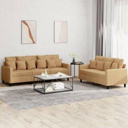 Set de canapele cu perne, 2 piese, maro, catifea GartenMobel Dekor