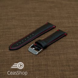 Curea piele vitel model crocodil cusaturi rosii 22mm- 38078