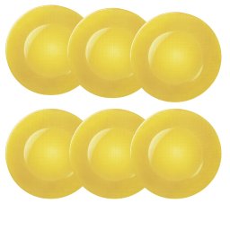 Set 6 farfurii elegante tip platou din sticla Pufo Luxury pentru desert, aperitive, 31 cm, galben