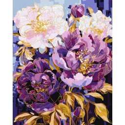 Set pictura pe numere, cu sasiu, Caleidoscop floral - vopsele metalizate, 40x50 cm