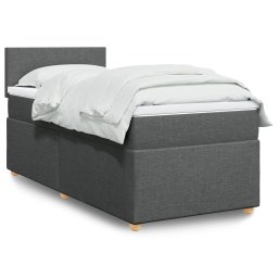 Pat box spring cu saltea, gri închis, 100x200 cm, textil GartenMobel Dekor