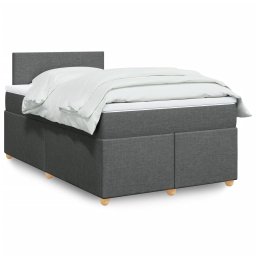 Pat box spring cu saltea, gri închis, 120x200 cm, textil GartenMobel Dekor