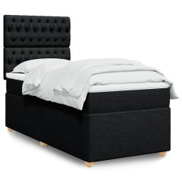 Pat box spring cu saltea, negru, 90x200 cm, textil GartenMobel Dekor