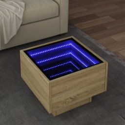 Masa laterala cu LED, stejar sonoma, 40x40x30 cm, lemn compozit GartenMobel Dekor