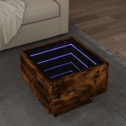 Masa laterala cu LED stejar fumuriu 40x40x30 cm lemn prelucrat GartenMobel Dekor