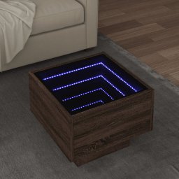 Masa laterala cu LED, stejar maro, 40x40x30 cm, lemn prelucrat GartenMobel Dekor