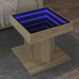 Masuta de cafea cu LED stejar sonoma 50x50x45 cm lemn prelucrat GartenMobel Dekor