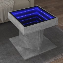 Masuta de cafea cu LED, gri beton, 50x50x45 cm, lemn prelucrat GartenMobel Dekor