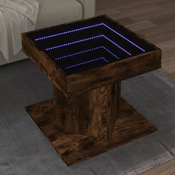 Masuta de cafea cu LED stejar fumuriu 50x50x45cm lemn prelucrat GartenMobel Dekor